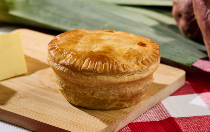 "The English" - Cheesy leek, potato and kumara (vegan)